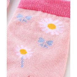 Cute Walk by Babyhug Cotton Knit Anti Bacterial Ankle Length Floral Design Socks Pack of 3 - Multicolour