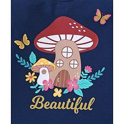 Babyhug Cotton Full Sleeves Tee With Butterfly Graphics & Frill Detailing - Navy Blue