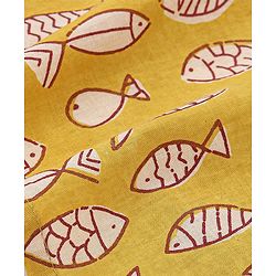Babyhug Cotton Full Sleeves Fish Printed Kurta with Dhoti Set - Mustard