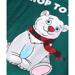 Babyhug Cotton Knit Full Sleeves Night Suit With Teddy Print - Green & Red