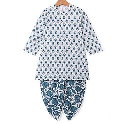 Babyhug Cotton Woven Cambric Full Sleeves Kurta Pyjama Set Floral Print - Multicolor main image 0