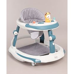 Babyhug Elephant 2 In 1 Walker Cum Rocker With Detachable Musical Toy Bar & Multiple Height With Seat Adjustments - Blue