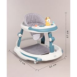 Babyhug Elephant 2 In 1 Walker Cum Rocker With Detachable Musical Toy Bar & Multiple Height With Seat Adjustments - Blue