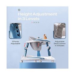 Babyhug Elephant 2 In 1 Walker Cum Rocker With Detachable Musical Toy Bar & Multiple Height With Seat Adjustments - Blue