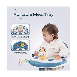 Babyhug Elephant 2 In 1 Walker Cum Rocker With Detachable Musical Toy Bar & Multiple Height With Seat Adjustments - Blue