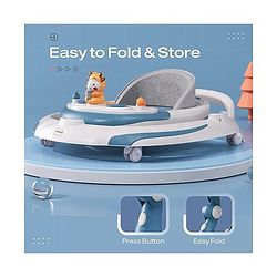 Babyhug Elephant 2 In 1 Walker Cum Rocker With Detachable Musical Toy Bar & Multiple Height With Seat Adjustments - Blue
