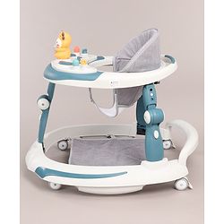 Babyhug Elephant 2 In 1 Walker Cum Rocker With Detachable Musical Toy Bar & Multiple Height With Seat Adjustments - Blue