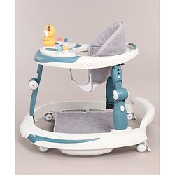 Babyhug Elephant 2 In 1 Walker Cum Rocker With Detachable Musical Toy Bar & Multiple Height With Seat Adjustments - Blue