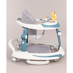 Babyhug Elephant 2 In 1 Walker Cum Rocker With Detachable Musical Toy Bar & Multiple Height With Seat Adjustments - Blue