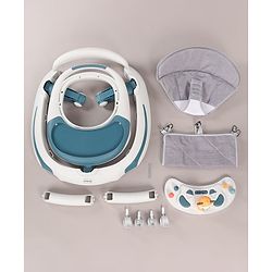 Babyhug Elephant 2 In 1 Walker Cum Rocker With Detachable Musical Toy Bar & Multiple Height With Seat Adjustments - Blue