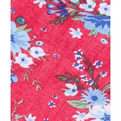Babyhug 100% Cotton Knit Half Sleeves Jumpsuit with Floral Print - Red