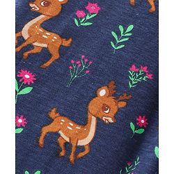 Babyhug 100% Cotton Knit Sleeveless Dungaree with Floral Print - Navy Blue