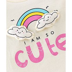 Babyhug Cotton Knit Full Sleeves T-Shirt with Rainbow Graphic Print - Off White