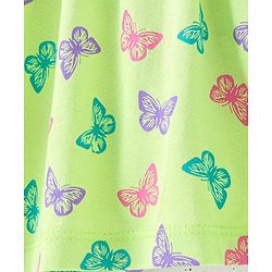 Babyhug Cotton Knit Half Sleeves Frock with Bloomer & Headband Butterfly Printed - Green