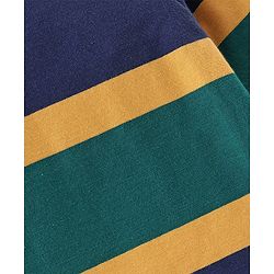 Babyhug Cotton Knit Full Sleeves Striped Skivi T-Shirt - Navy Blue & Orange