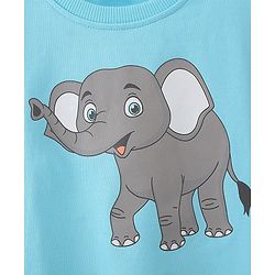 Babyhug 100% Cotton Full Sleeves Sweatshirt With Graphics Elephant Print - Blue