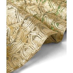 Babyhug Short Sleeve Sequined with Zari Embroidered Choli Lehenga and Dupatta Set - Lime Green