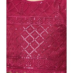 Babyhug Half Sleeves Sequenced Choli & Lehenga with Dupatta Set - Maroon