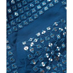 Babyhug Woven Half Sleeves Mirror Embroidered Net Choli Lehenga & Dupatta -Teal