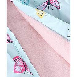 Babyhug Full Sleeves Butterfly Printed Padded Hooded Jacket - Blue