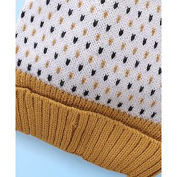 Babyhug Cap White & Brown - Diameter 12 cm