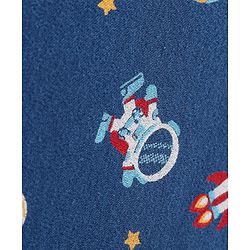 Babyhug Interlock Cotton Hooded Wrapper Space Print L 76.2 X B 76.2 cm - Navy