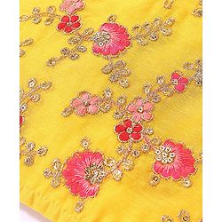 Babyhug Woven Half Sleeves Embroidered Choli and Net Lehenga with Dupatta - Pink