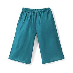 Babyhug Half Sleeves Embroidered Poncho Top with Pant Set - Teal Blue