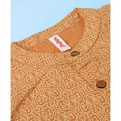 Babyhug 100% Cotton Full Sleeves Kolka Printed Kurta Pyjama Set -Peach