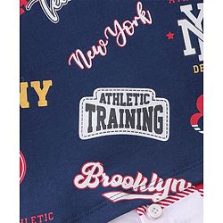 Babyhug 100% Cotton Knit Full Sleeves Overlapped T-Shirt with Text Graphics - Navy Blue