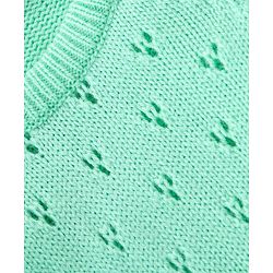 Babyhug Knitted Full Sleeves Sweater Set with Cap & Cable Knit Design - Sea Green
