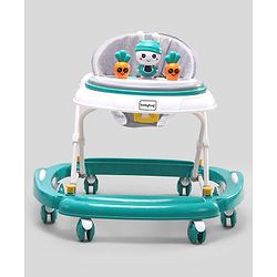 Babyhug Bunny 2 In 1 Walker Cum Rocker With 3 Adjustable Height & Musical Play Tray With Lights-Green| Cushion Seat| Smooth Swivel Wheels| Foldable