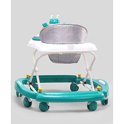 Babyhug Bunny 2 In 1 Walker Cum Rocker With 3 Adjustable Height & Musical Play Tray With Lights-Green| Cushion Seat| Smooth Swivel Wheels| Foldable