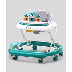 Babyhug Bunny 2 In 1 Walker Cum Rocker With 3 Adjustable Height & Musical Play Tray With Lights-Green| Cushion Seat| Smooth Swivel Wheels| Foldable