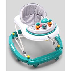 Babyhug Bunny 2 In 1 Walker Cum Rocker With 3 Adjustable Height & Musical Play Tray With Lights-Green| Cushion Seat| Smooth Swivel Wheels| Foldable