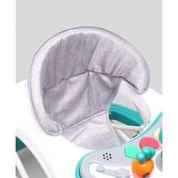 Babyhug Bunny 2 In 1 Walker Cum Rocker With 3 Adjustable Height & Musical Play Tray With Lights-Green| Cushion Seat| Smooth Swivel Wheels| Foldable