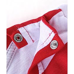Babyhug 100% Cotton Knit Full Sleeves Striped T-Shirt With Embroidery- White & Maroon