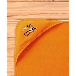 Babyhug Terry Knit Hooded Bath Towel Text & Kitty Embroidery L 76 x B 76 cm - Orange