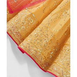 Babyhug Sleeveless Embroidered Choli with Sequenced Lehenga & Dupatta Set -Yellow & Red