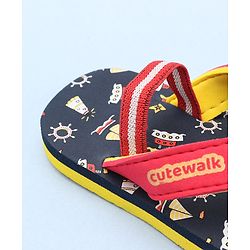 Cute Walk by Babyhug Slip On Flip Flops Boat Print - Red & Blue
