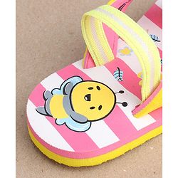 Cute Walk by Babyhug Slip On Flip Flops Stripes & Bee Print- Pink