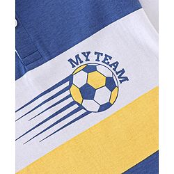 Babyhug Cotton Knit Full Sleeves Striped T-Shirt with Football Graphics - Blue & Yellow