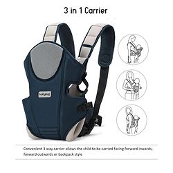 Babyhug First Blossom 3-in-1 Baby Carrier: Ergonomic with breathable mesh, Padded straps, Cushioned leg openings, and versatile carrying positions for ultimate baby comfort and Parent convenience-Blue