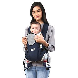 Babyhug First Blossom 3-in-1 Baby Carrier: Ergonomic with breathable mesh, Padded straps, Cushioned leg openings, and versatile carrying positions for ultimate baby comfort and Parent convenience-Blue