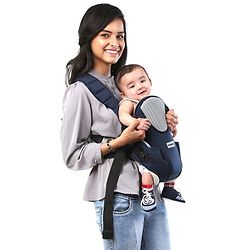 Babyhug First Blossom 3-in-1 Baby Carrier: Ergonomic with breathable mesh, Padded straps, Cushioned leg openings, and versatile carrying positions for ultimate baby comfort and Parent convenience-Blue
