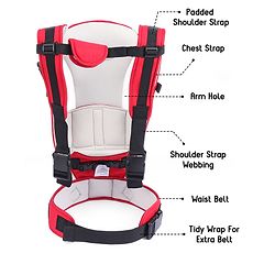 Babyhug Joy Bundle 4-in-1 Premium Baby Carrier : Lightweight, Breathable, Ergonomic design, 4 carrying positions, Head and neck support, Storage pocket, and Adjustable straps for babies up to 12 kg-Red