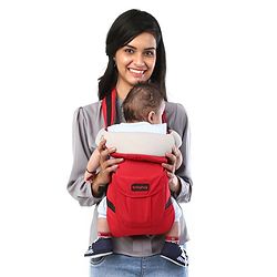 Babyhug Joy Bundle 4-in-1 Premium Baby Carrier : Lightweight, Breathable, Ergonomic design, 4 carrying positions, Head and neck support, Storage pocket, and Adjustable straps for babies up to 12 kg-Red
