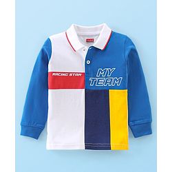 Babyhug 100% Cotton Knit Full Sleeves Polo T-Shirt with Text Graphics - Multicolor
