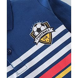 Babyhug Cotton Knit Full Sleeves Striped T-Shirt - Navy Blue
