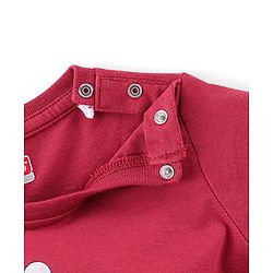 Babyhug Cotton Knit Full Sleeves Puppy Print T-Shirt - Maroon